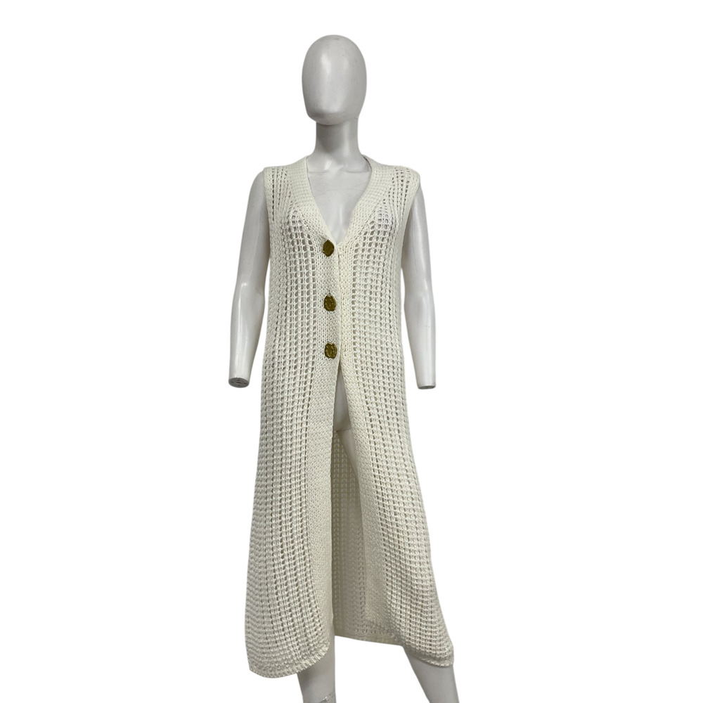 Anthropologie Open Knit Cream Duster Vest NWT - Picture 2 of 6